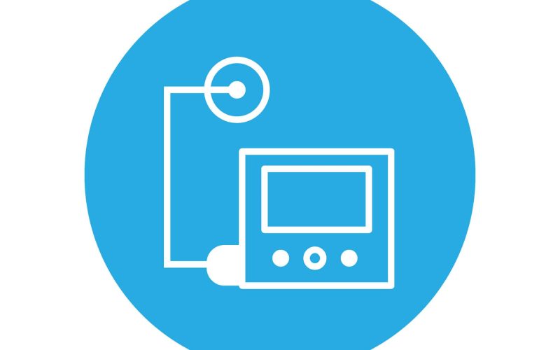 Insulin pump. Diabetes line icon, glucose monitoring life. Modern infographic logo and pictogram